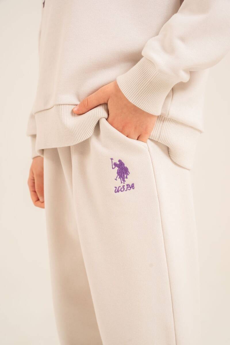 U.S. Polo Assn. Kız Çocuk Baskılı Beyaz Uzun Kol Eşofman Takımı US2732-C-V1 - 5