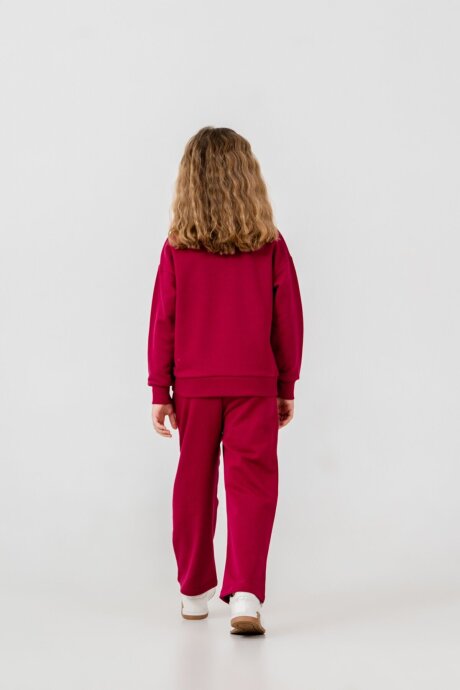 U.S. Polo Assn. Kız Çocuk Baskılı Bordo Uzun Kol Eşofman Takımı US2718-C-V2 - 4