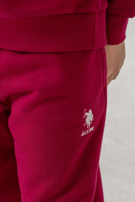 U.S. Polo Assn. Kız Çocuk Baskılı Bordo Uzun Kol Eşofman Takımı US2718-C-V2 - 5