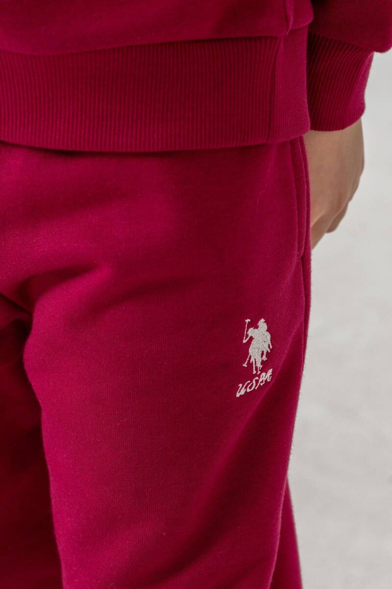 U.S. Polo Assn. Kız Çocuk Baskılı Bordo Uzun Kol Eşofman Takımı US2718-C-V2 - 5