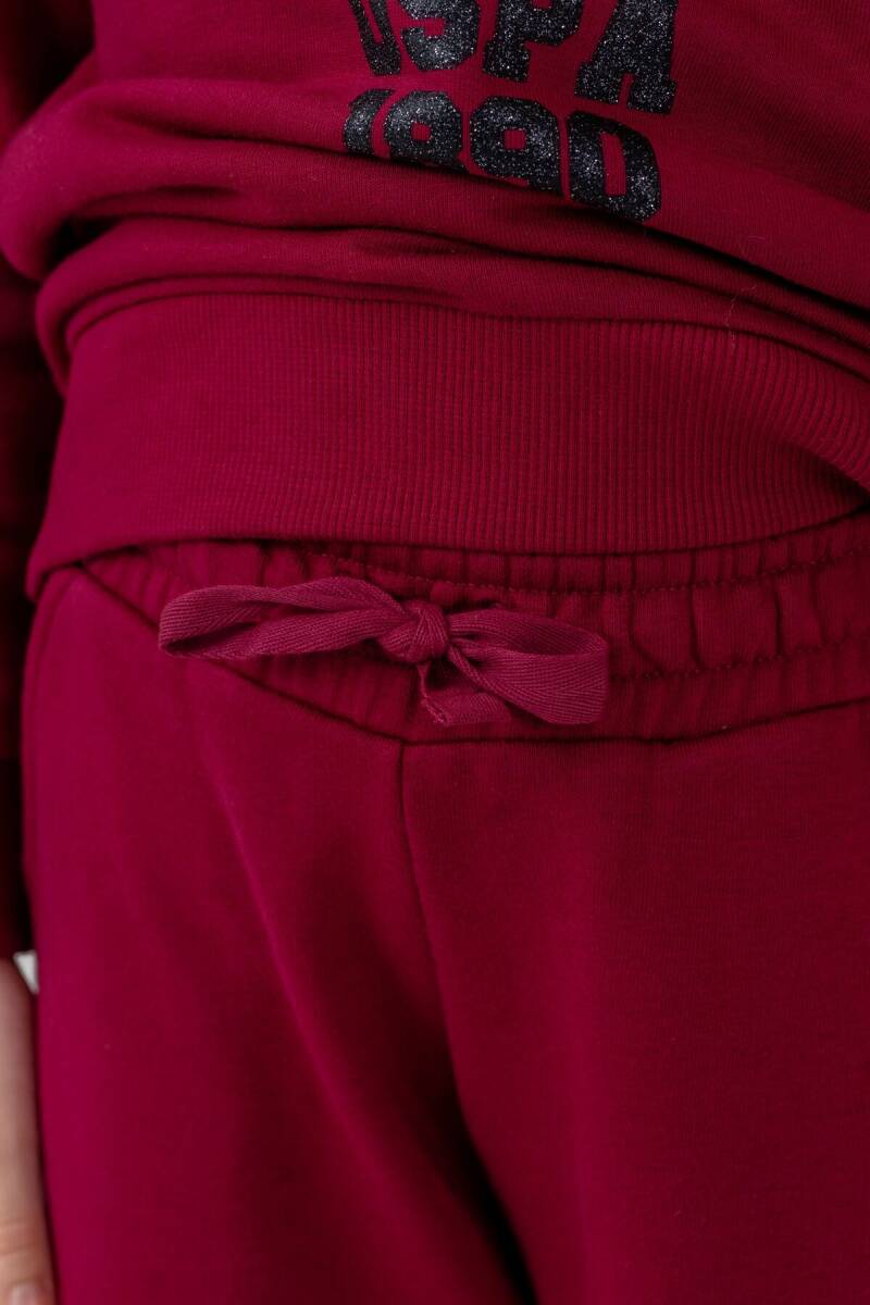 U.S. Polo Assn. Kız Çocuk Baskılı Bordo Uzun Kol Eşofman Takımı US2719-C-V4 - 5