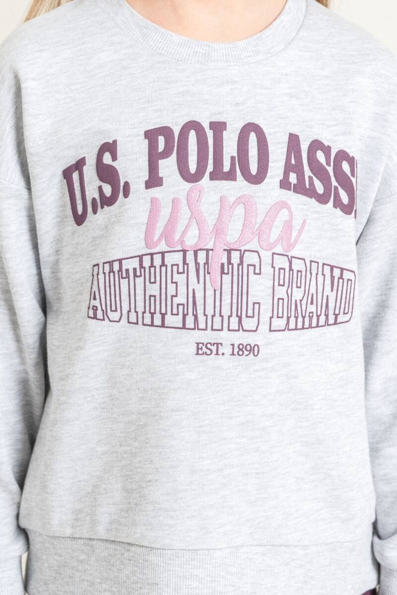 U.S. Polo Assn. Kız Çocuk Baskılı Gri Uzun Kol Eşofman Takımı US2714-C-V2 - 3