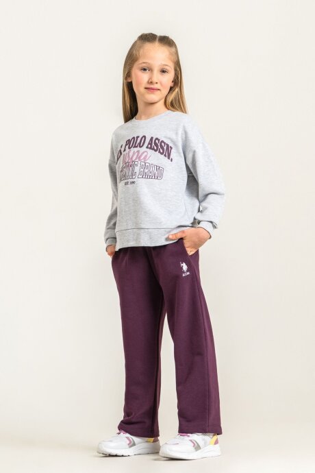 U.S. Polo Assn. Kız Çocuk Baskılı Gri Uzun Kol Eşofman Takımı US2714-C-V2 - 6