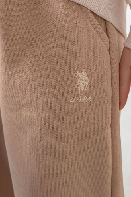 U.S. Polo Assn. Kız Çocuk Baskılı Krem Uzun Kol Eşofman Takımı US2706-C-V2 - 3