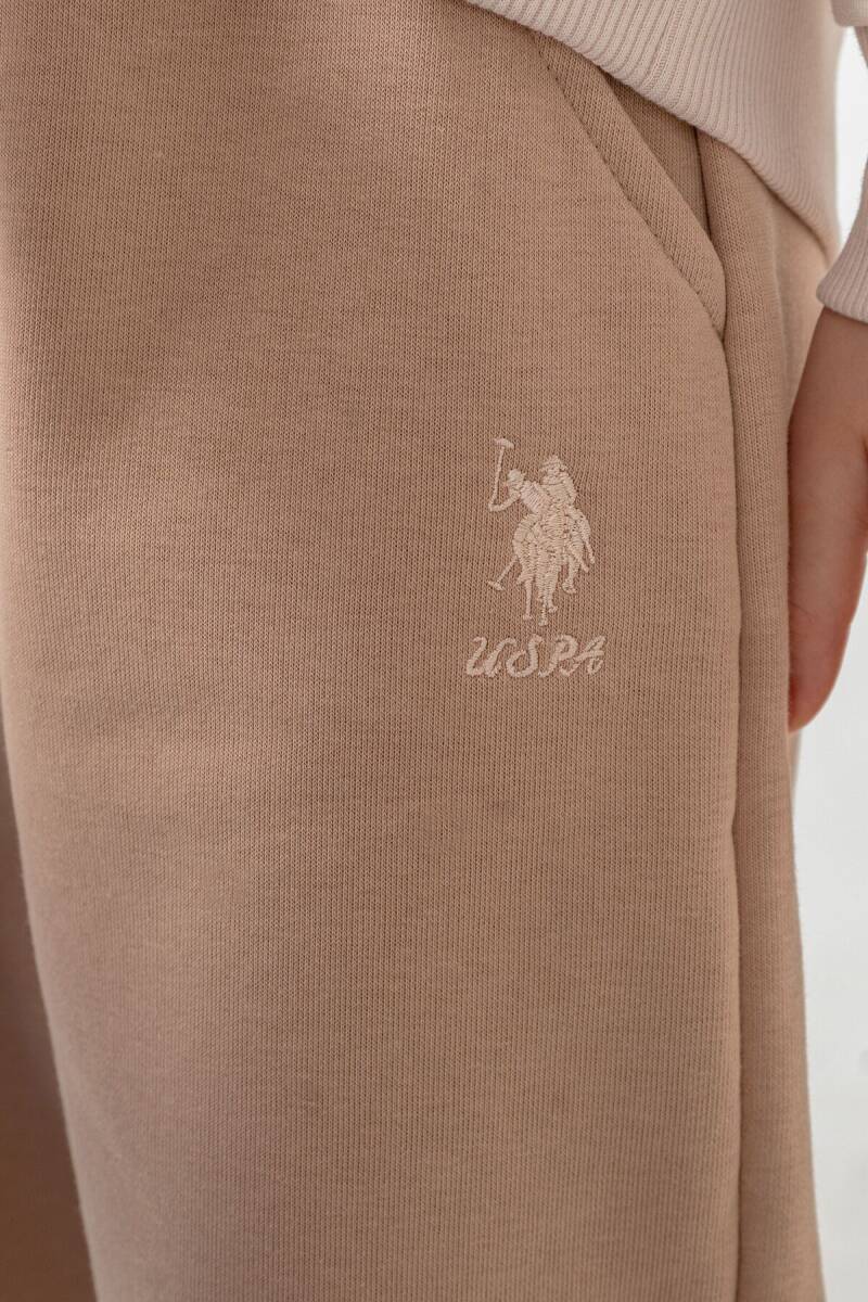 U.S. Polo Assn. Kız Çocuk Baskılı Krem Uzun Kol Eşofman Takımı US2706-C-V2 - 3