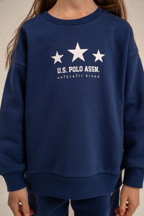 U.S. Polo Assn. Kız Çocuk Baskılı Lacivert Uzun Kol Eşofman Takımı US2716-C-V2 - 3