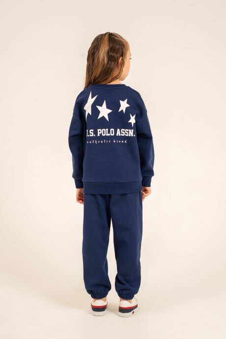 U.S. Polo Assn. Kız Çocuk Baskılı Lacivert Uzun Kol Eşofman Takımı US2716-C-V2 - 4