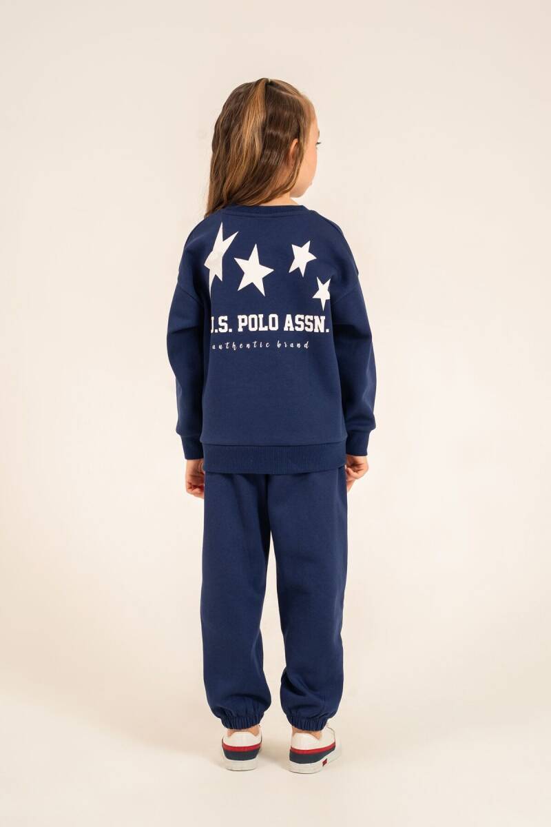U.S. Polo Assn. Kız Çocuk Baskılı Lacivert Uzun Kol Eşofman Takımı US2716-C-V2 - 4