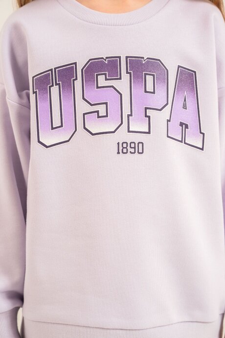 U.S. Polo Assn. Kız Çocuk Baskılı Mor Uzun Kol Eşofman Takımı US2701-C-V2 - 3