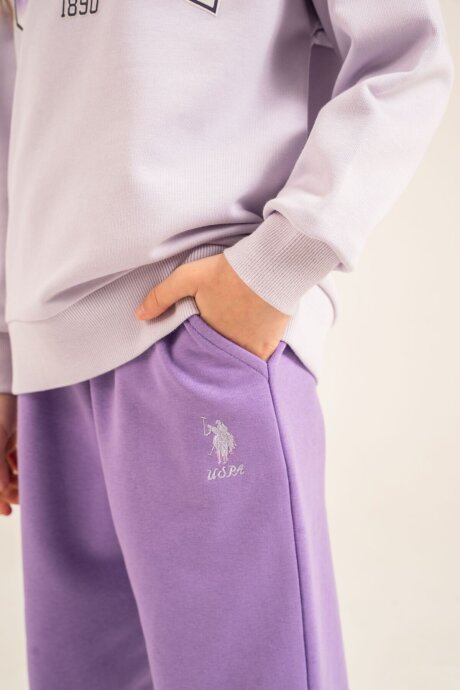 U.S. Polo Assn. Kız Çocuk Baskılı Mor Uzun Kol Eşofman Takımı US2701-C-V2 - 5