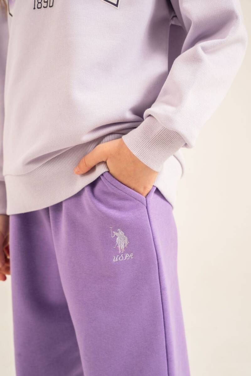 U.S. Polo Assn. Kız Çocuk Baskılı Mor Uzun Kol Eşofman Takımı US2701-C-V2 - 5