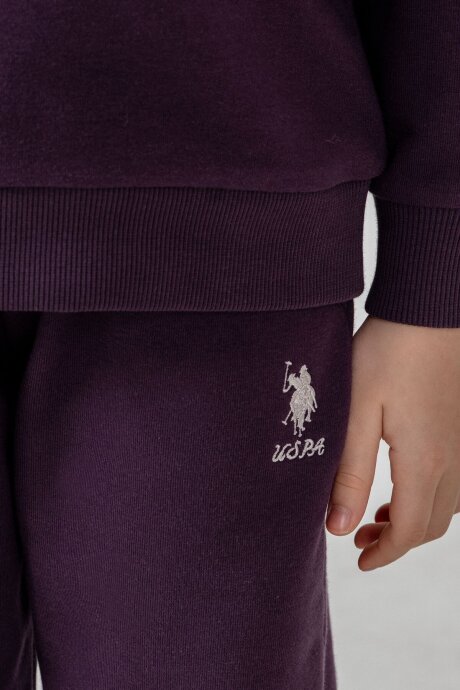 U.S. Polo Assn. Kız Çocuk Baskılı Mor Uzun Kol Eşofman Takımı US2712-C-V1 - 3
