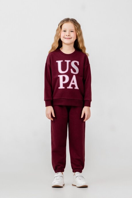U.S. Polo Assn. Kız Çocuk Baskılı Mor Uzun Kol Eşofman Takımı US2712-C-V2 (1)