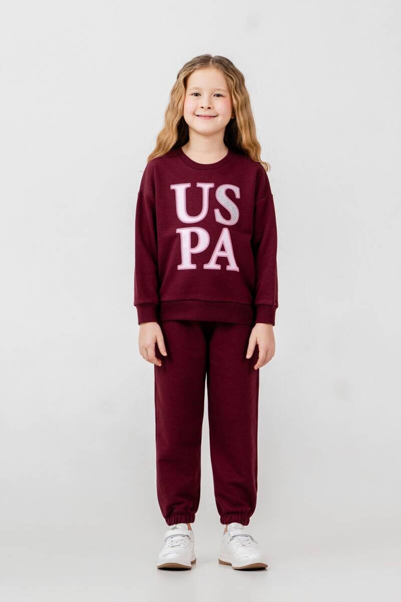 U.S. Polo Assn. Kız Çocuk Baskılı Mor Uzun Kol Eşofman Takımı US2712-C-V2 - 2