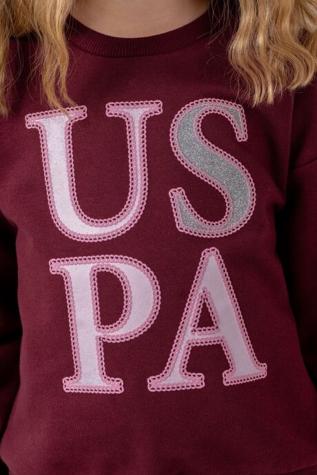 U.S. Polo Assn. Kız Çocuk Baskılı Mor Uzun Kol Eşofman Takımı US2712-C-V2 - 3