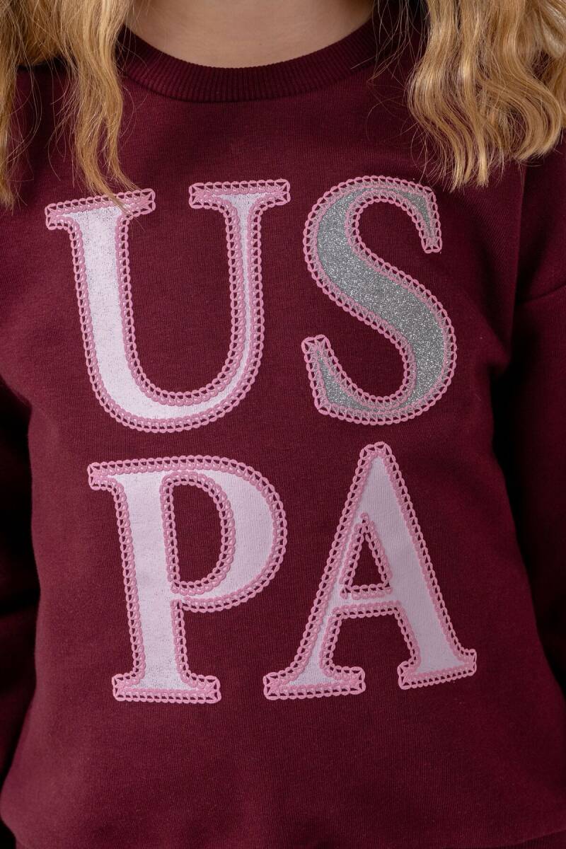 U.S. Polo Assn. Kız Çocuk Baskılı Mor Uzun Kol Eşofman Takımı US2712-C-V2 - 3