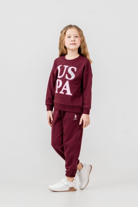 U.S. Polo Assn. Kız Çocuk Baskılı Mor Uzun Kol Eşofman Takımı US2712-C-V2 - 7