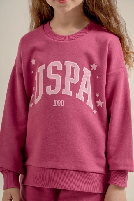 U.S. Polo Assn. Kız Çocuk Baskılı Mor Uzun Kol Eşofman Takımı US2732-C-V2 - 3