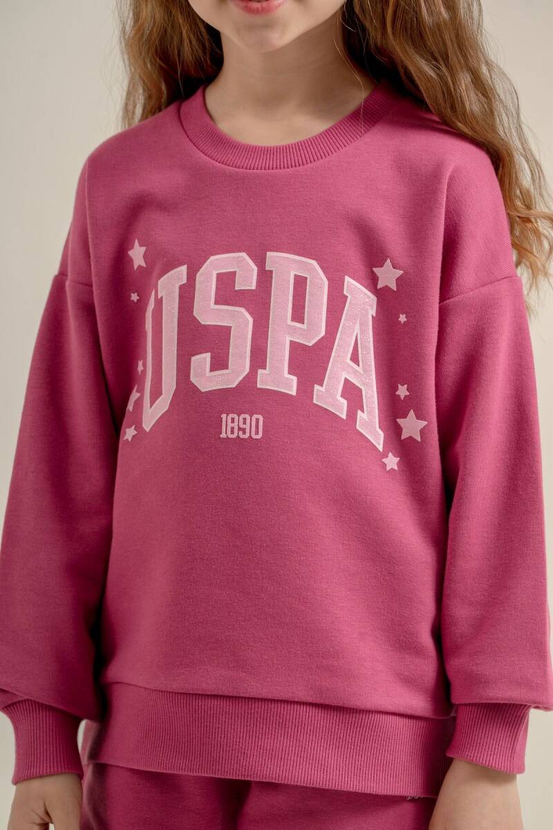 U.S. Polo Assn. Kız Çocuk Baskılı Mor Uzun Kol Eşofman Takımı US2732-C-V2 - 3