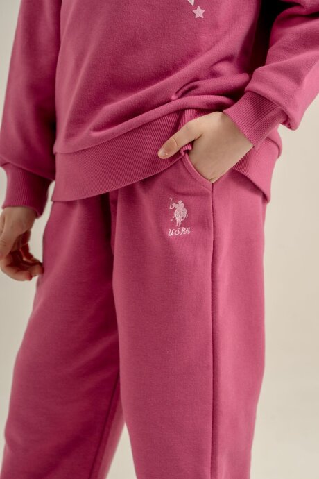 U.S. Polo Assn. Kız Çocuk Baskılı Mor Uzun Kol Eşofman Takımı US2732-C-V2 - 5
