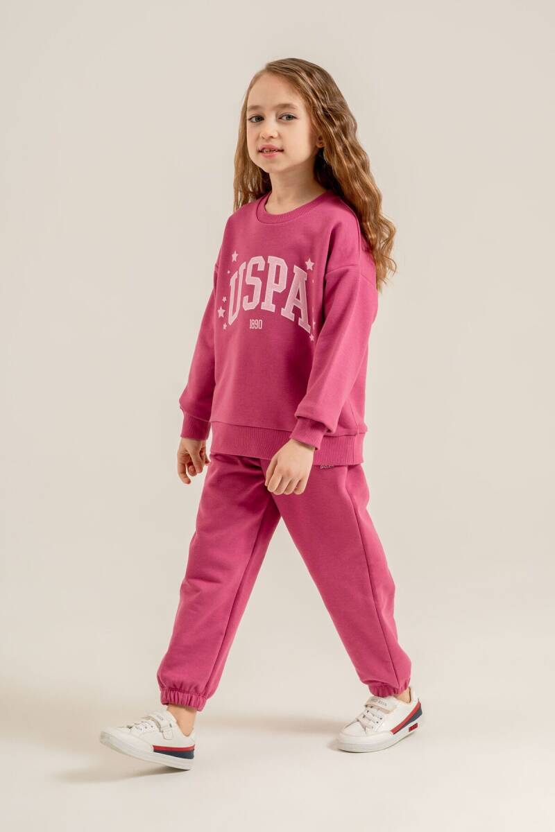 U.S. Polo Assn. Kız Çocuk Baskılı Mor Uzun Kol Eşofman Takımı US2732-C-V2 - 6