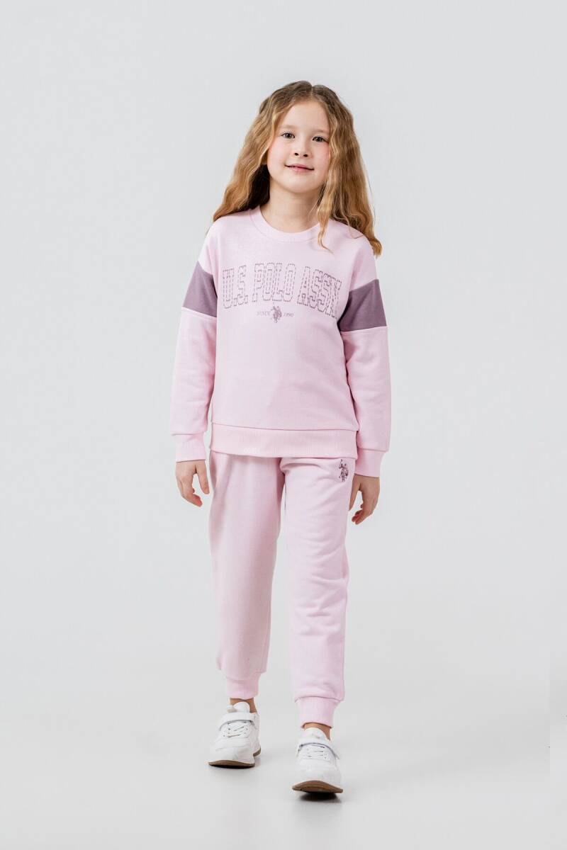 U.S. Polo Assn. Kız Çocuk Baskılı Pembe Uzun Kol Eşofman Takımı US2704-C-V1 - 1