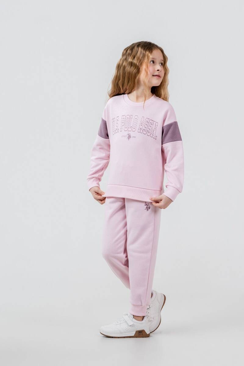 U.S. Polo Assn. Kız Çocuk Baskılı Pembe Uzun Kol Eşofman Takımı US2704-C-V1 - 4