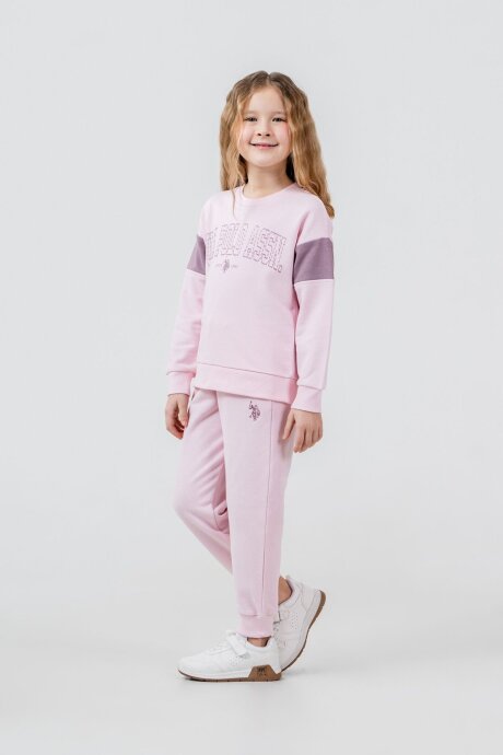 U.S. Polo Assn. Kız Çocuk Baskılı Pembe Uzun Kol Eşofman Takımı US2704-C-V1 - 8