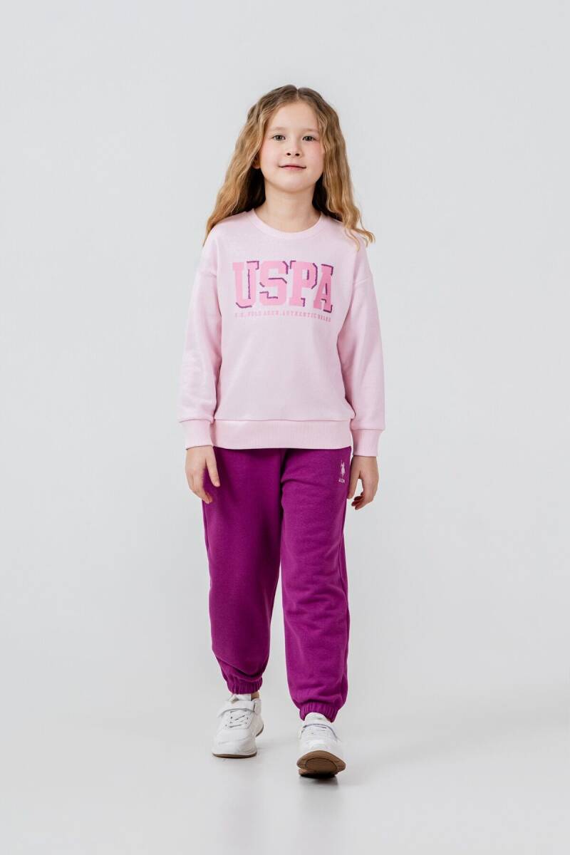 U.S. Polo Assn. Kız Çocuk Baskılı Pembe Uzun Kol Eşofman Takımı US2706-C-V1 - 1