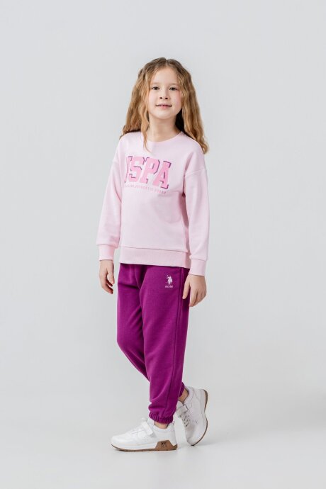 U.S. Polo Assn. Kız Çocuk Baskılı Pembe Uzun Kol Eşofman Takımı US2706-C-V1 (1)