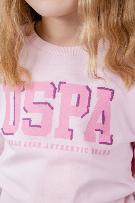 U.S. Polo Assn. Kız Çocuk Baskılı Pembe Uzun Kol Eşofman Takımı US2706-C-V1 - 3