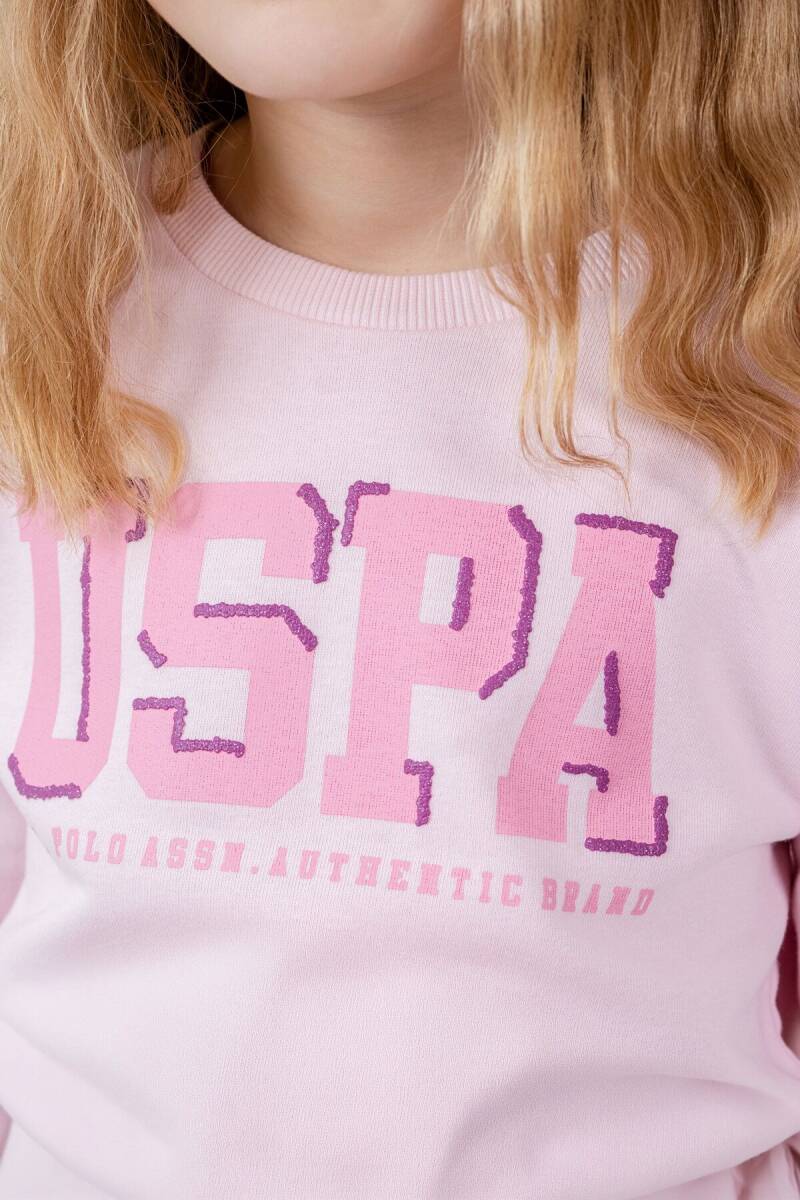 U.S. Polo Assn. Kız Çocuk Baskılı Pembe Uzun Kol Eşofman Takımı US2706-C-V1 - 3