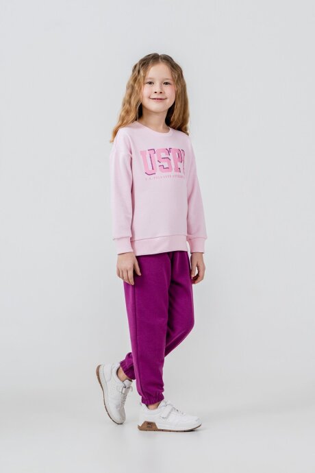 U.S. Polo Assn. Kız Çocuk Baskılı Pembe Uzun Kol Eşofman Takımı US2706-C-V1 - 6