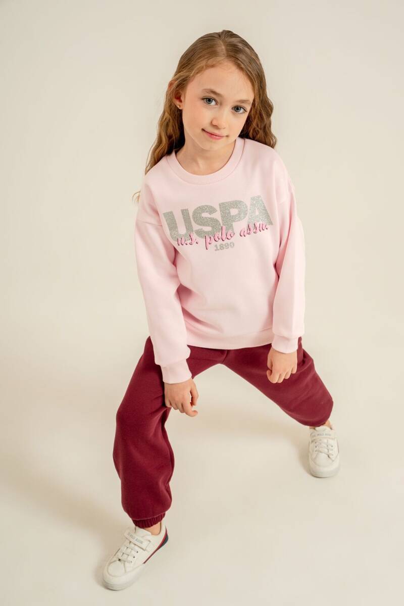U.S. Polo Assn. Kız Çocuk Baskılı Pembe Uzun Kol Eşofman Takımı US2711-C-V2 - 1