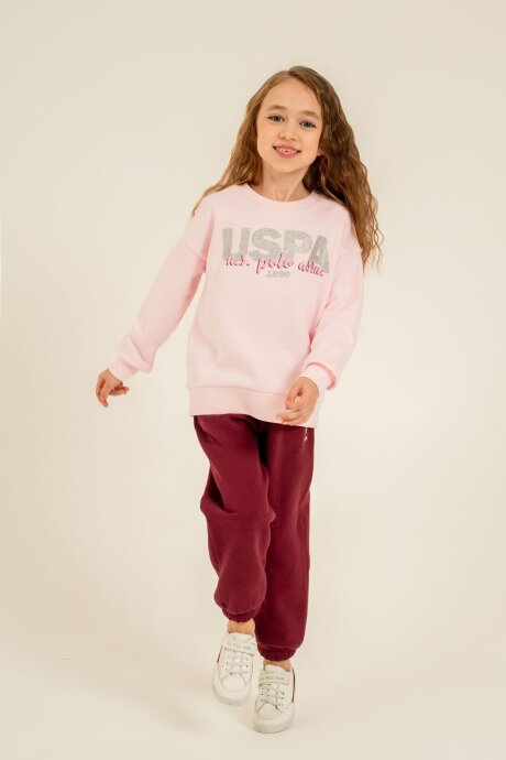 U.S. Polo Assn. Kız Çocuk Baskılı Pembe Uzun Kol Eşofman Takımı US2711-C-V2 (1)