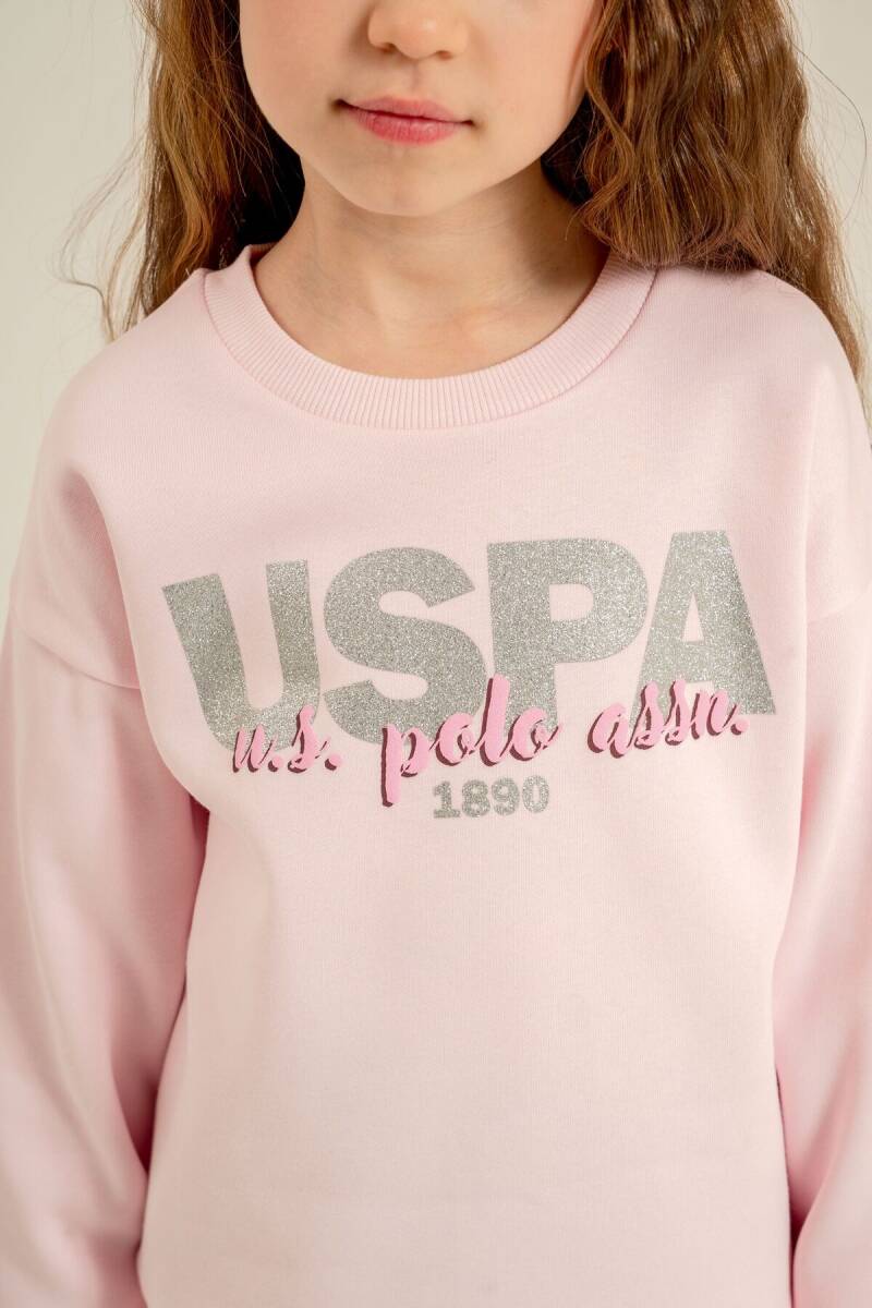 U.S. Polo Assn. Kız Çocuk Baskılı Pembe Uzun Kol Eşofman Takımı US2711-C-V2 - 3