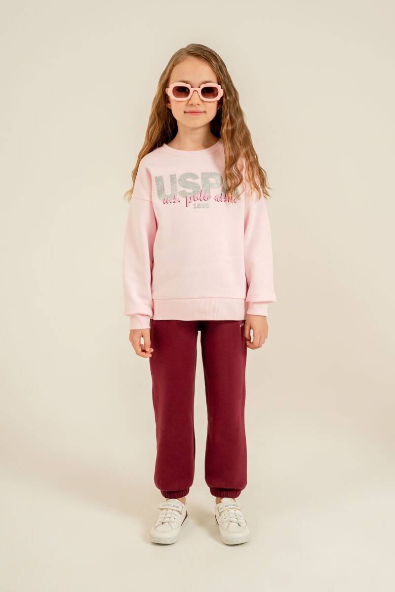 U.S. Polo Assn. Kız Çocuk Baskılı Pembe Uzun Kol Eşofman Takımı US2711-C-V2 - 7