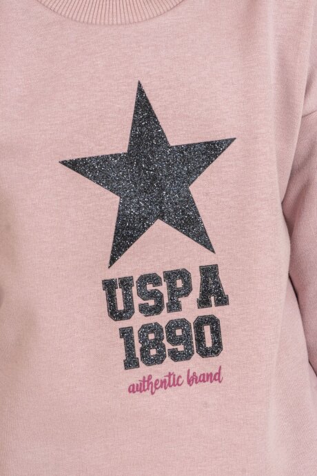 U.S. Polo Assn. Kız Çocuk Baskılı Pembe Uzun Kol Eşofman Takımı US2719-C-V2 - 3