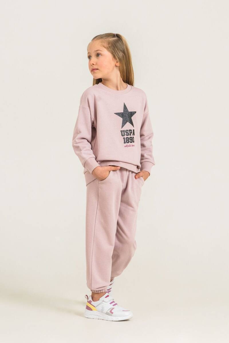 U.S. Polo Assn. Kız Çocuk Baskılı Pembe Uzun Kol Eşofman Takımı US2719-C-V2 - 5