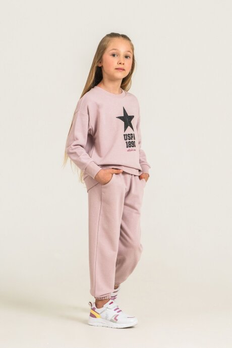 U.S. Polo Assn. Kız Çocuk Baskılı Pembe Uzun Kol Eşofman Takımı US2719-C-V2 - 7