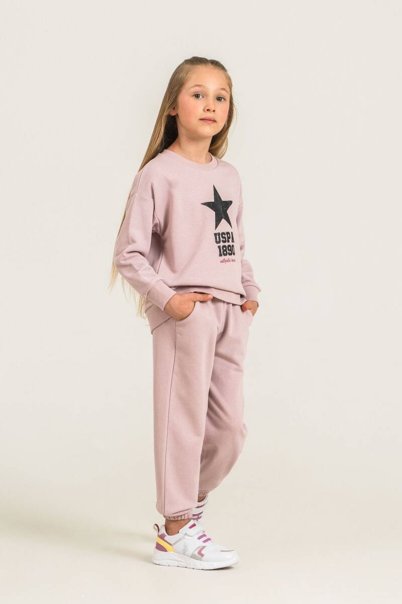 U.S. Polo Assn. Kız Çocuk Baskılı Pembe Uzun Kol Eşofman Takımı US2719-C-V2 - 7