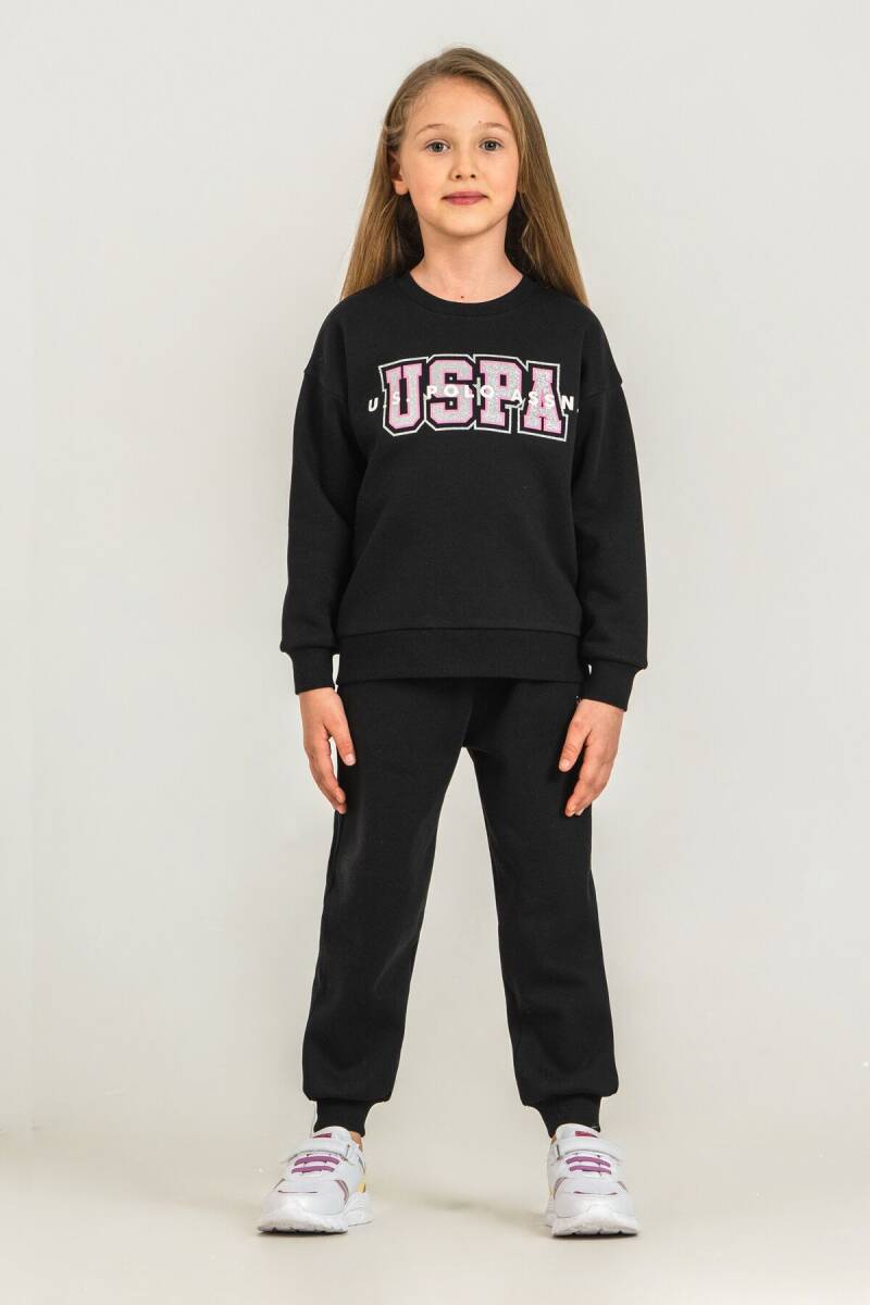 U.S. Polo Assn. Kız Çocuk Baskılı Siyah Uzun Kol Eşofman Takımı US2717-C-V1 - 2