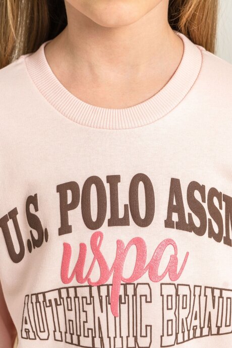 U.S. Polo Assn. Kız Çocuk Baskılı Turuncu Uzun Kol Eşofman Takımı US2714-C-V1 - 3
