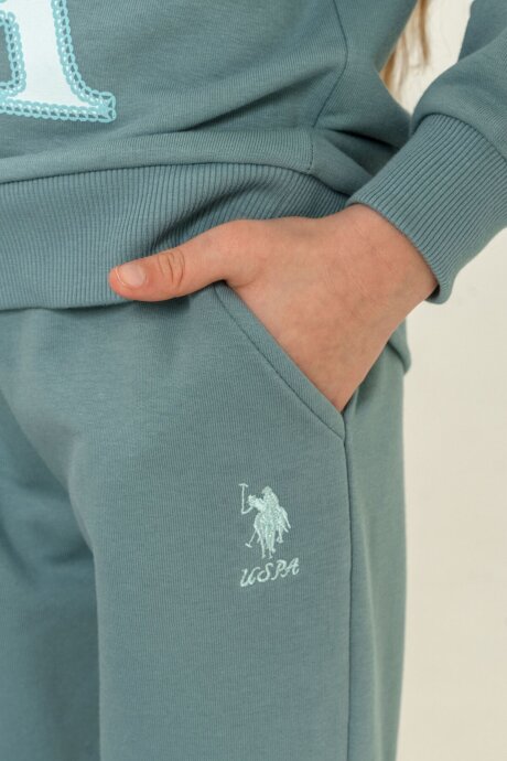 U.S. Polo Assn. Kız Çocuk Baskılı Yeşil Uzun Kol Eşofman Takımı US2712-C-V3 - 6