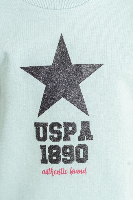 U.S. Polo Assn. Kız Çocuk Baskılı Yeşil Uzun Kol Eşofman Takımı US2719-C-V3 - 3