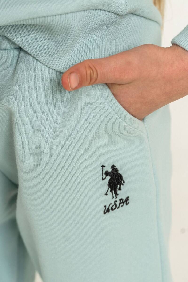 U.S. Polo Assn. Kız Çocuk Baskılı Yeşil Uzun Kol Eşofman Takımı US2719-C-V3 - 5