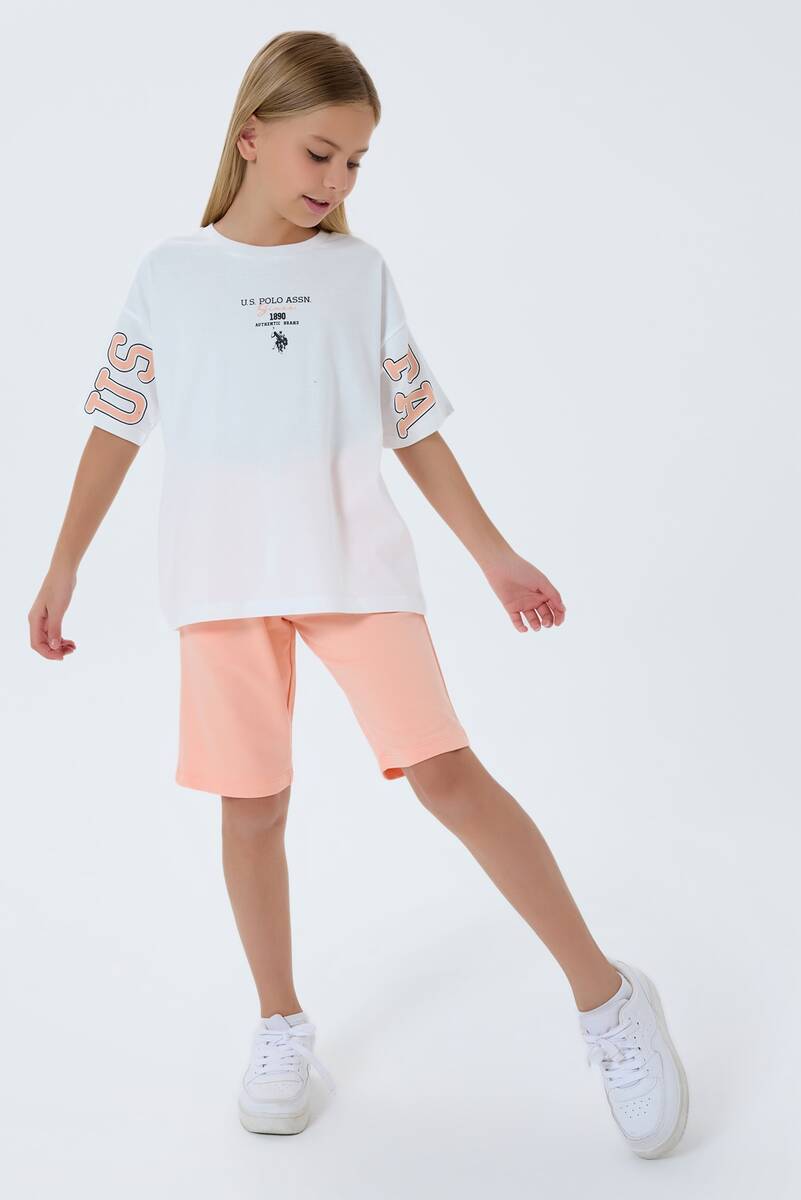 U.S. Polo Assn. Kız Çocuk Beyaz Bermuda Takım