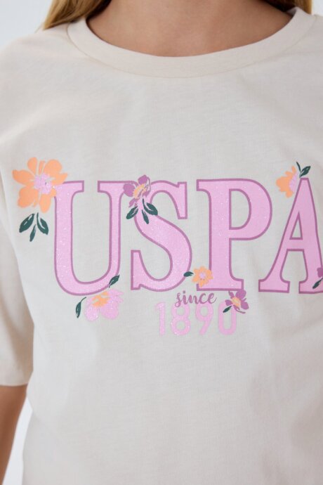U.S. Polo Assn. Kız Çocuk %100 Pamuk Bisiklet Yaka Nakışlı Yazlık Regular Fit Beyaz Pijama Takımı US2503-C-V1 - 3