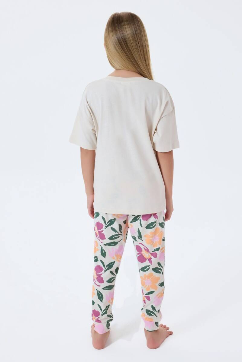 U.S. Polo Assn. Kız Çocuk %100 Pamuk Bisiklet Yaka Nakışlı Yazlık Regular Fit Beyaz Pijama Takımı US2503-C-V1 - 4
