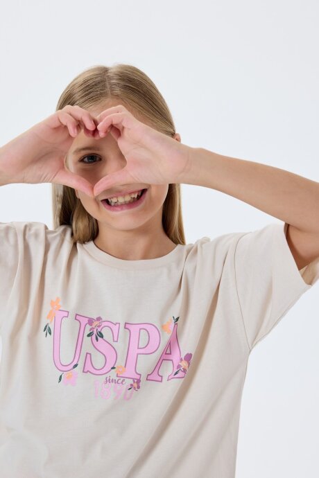 U.S. Polo Assn. Kız Çocuk %100 Pamuk Bisiklet Yaka Nakışlı Yazlık Regular Fit Beyaz Pijama Takımı US2503-C-V1 - 5